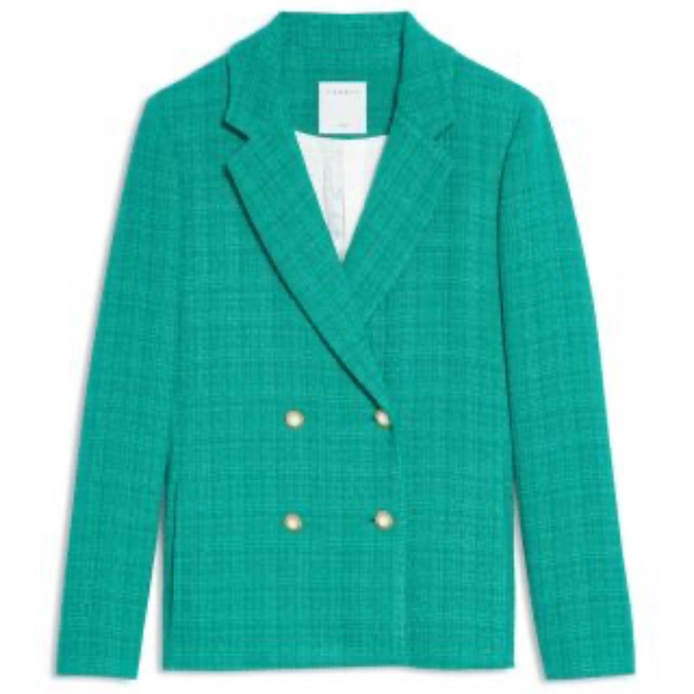 Sandro Teal Double-Breasted Blazer